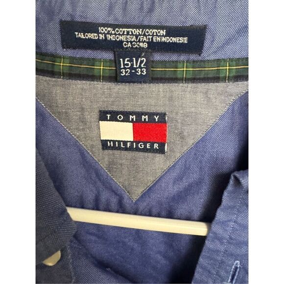 Tommy Hilfiger Dress Shirt 15 1/2 Blue 32-33 Long Sleeve Mens M Medium - Picture 3 of 4